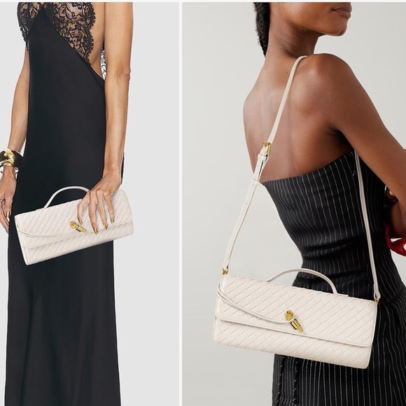 Few Moda - Chic Cream Woven Clutch and Crossbody Purse - Picture 2 of 6